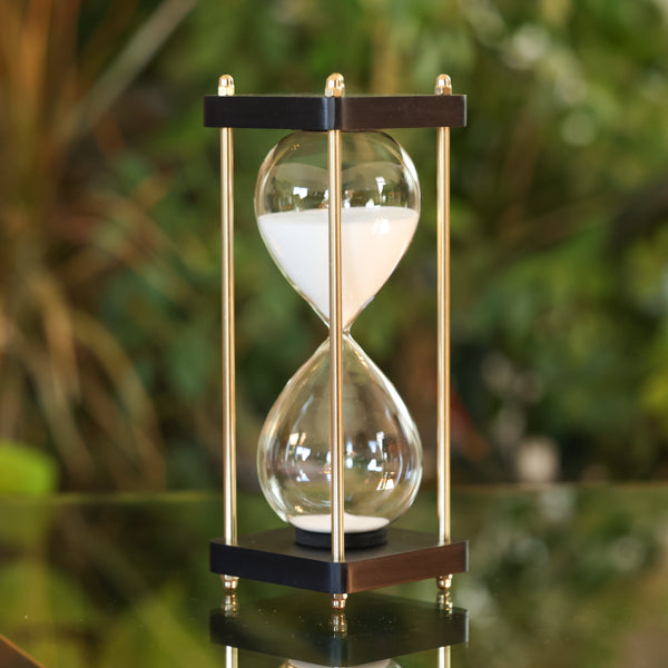Black Wood Hourglass with Gold Spindles