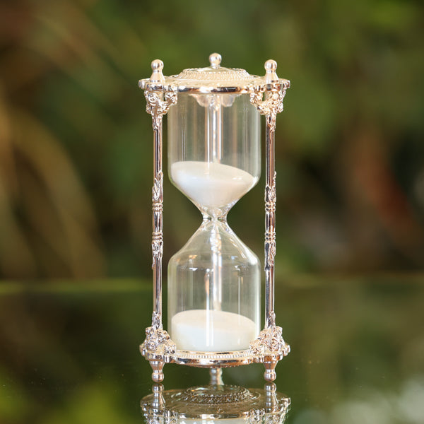 Silver and Crystal 60 Minute Hourglass - Black or White