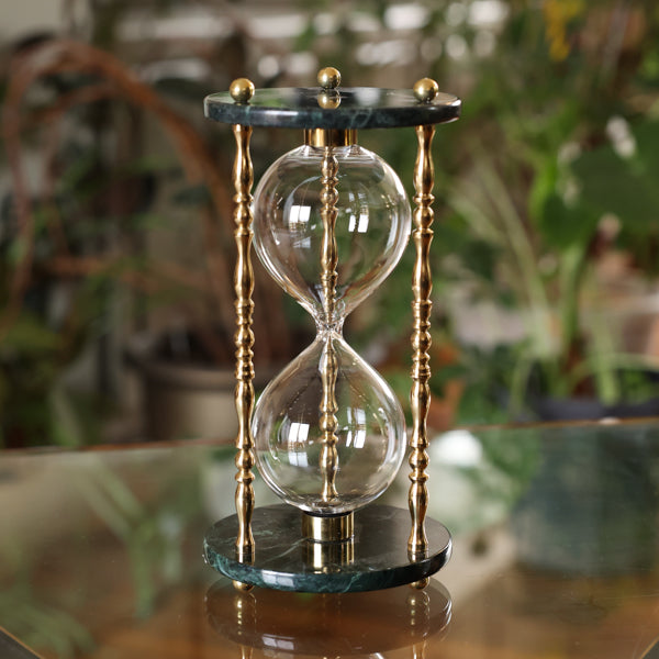 Green Marble Hourglass Kit with Brass Spindles