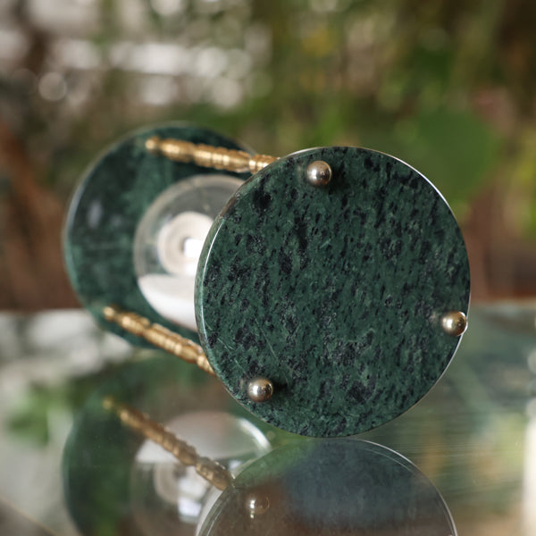 Green Marble Hourglass Kit with Brass Spindles