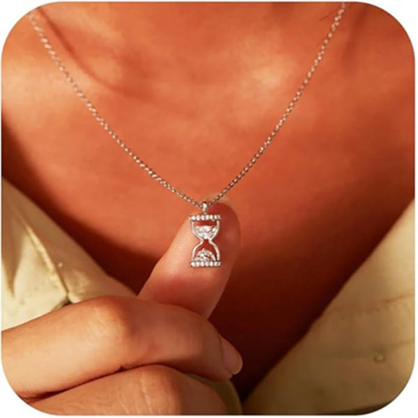 Sterling Silver Hourglass Pendant Necklace