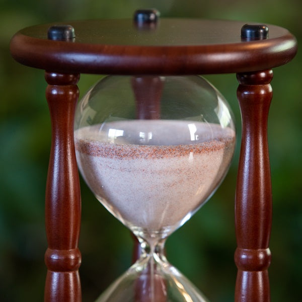 Walnut Hourglass With Swirled Natural or White Sand 60 Minute
