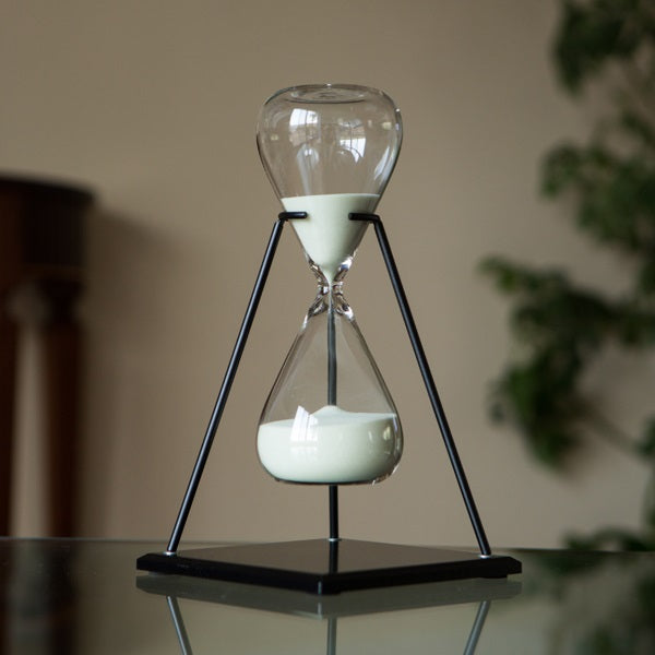 60 Minute Yellow Triangle Sand Timer in Stand