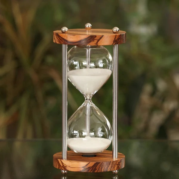 50 Minute Zebrawood Hourglass Hourglass with Metal Spindles