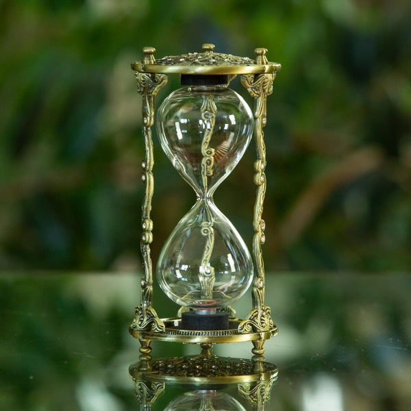 Rose and Crystal Brass Hourglass Urn