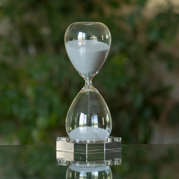 30 Minute Hand Blown Sand Timer on Crystal Base - 6 colors