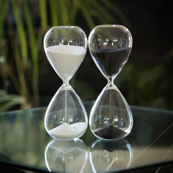 30 Minute Tall Modern Glass Timer - Black, White or Gold