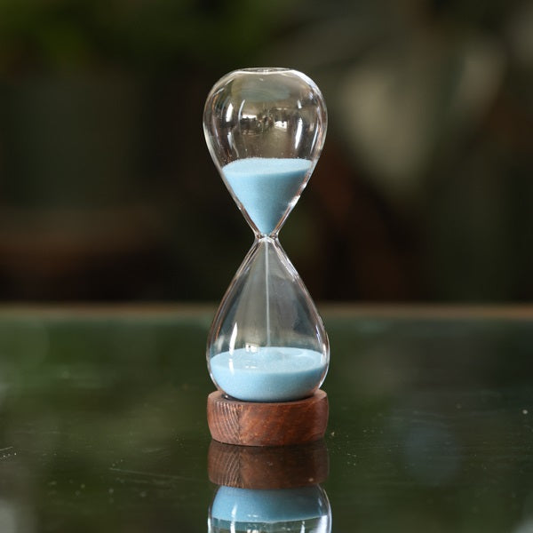 10 Minute Freestanding Timer in Wood Base - Blue or Orange Sand