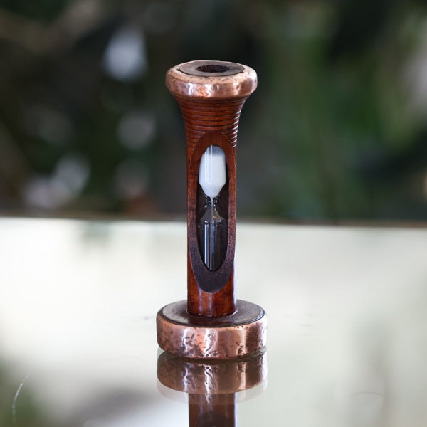 3 Minute Antique Wood Sand Timer - Pewter or Copper