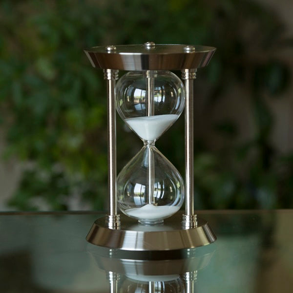 50 Minute Metal Sand Timer - Chrome or Brass