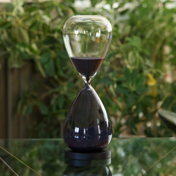 90 Minute Hand Blown Bicolor Sand Timer - Purple or Blue