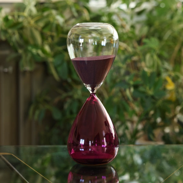 90 Minute Hand Blown Bicolor Sand Timer - Purple or Blue