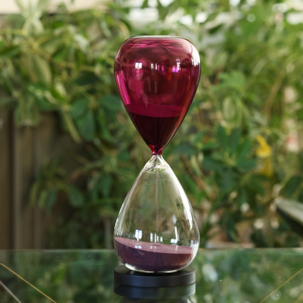 90 Minute Hand Blown Bicolor Sand Timer - Purple or Blue