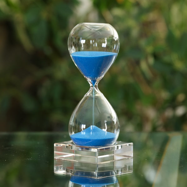 30 Minute Hand Blown Sand Timer on Crystal Base - 6 colors