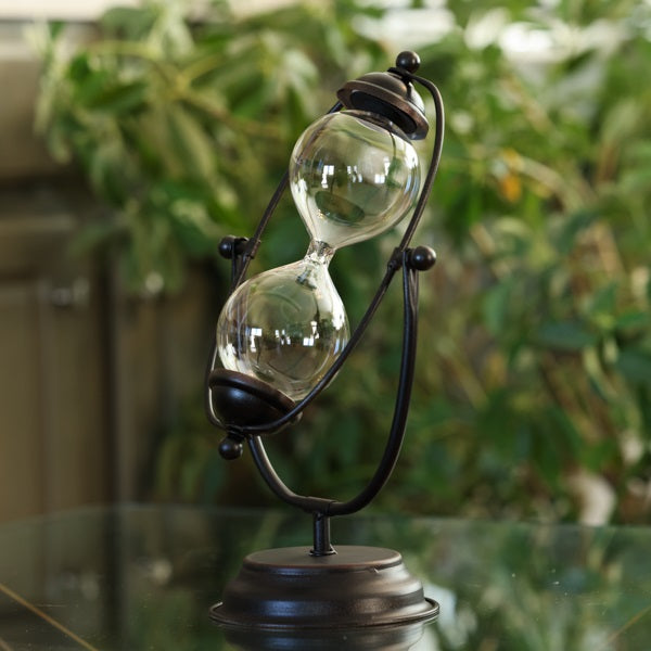 Rustic Metal Vintage Urn Rotating Hourglass