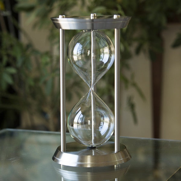 Metal Sand Timer Urn in Silver or Black Metallic