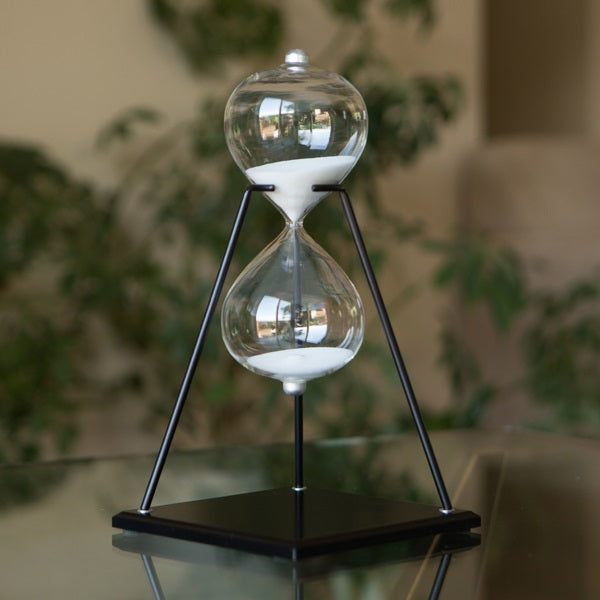 30 or 60 Minute Modern Glass Timer on Stand Black