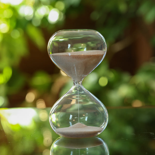 60 Minute Glass Timer with Gold, Natural or White Sand