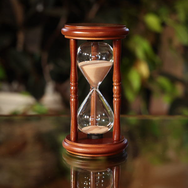 Walnut Hourglass with White or Light Brown Sand 5-Minute