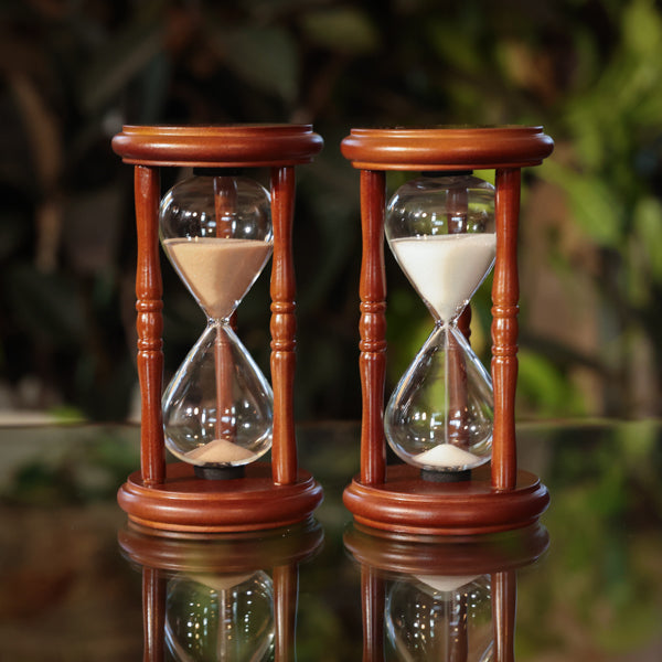 Walnut Hourglass with White or Light Brown Sand 5-Minute