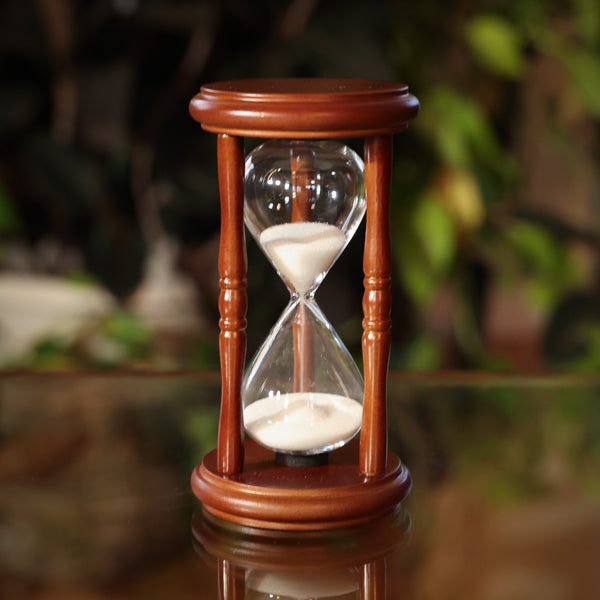 Walnut Hourglass with White or Light Brown Sand 5-Minute