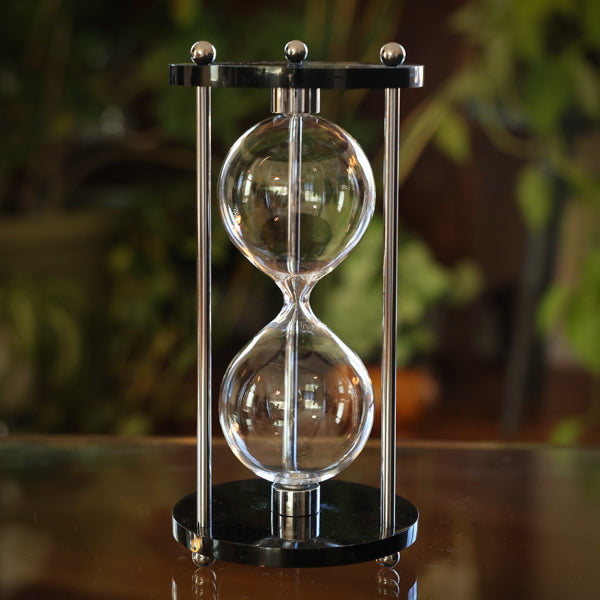 Black Acrylic and Chrome Hourglass Urn