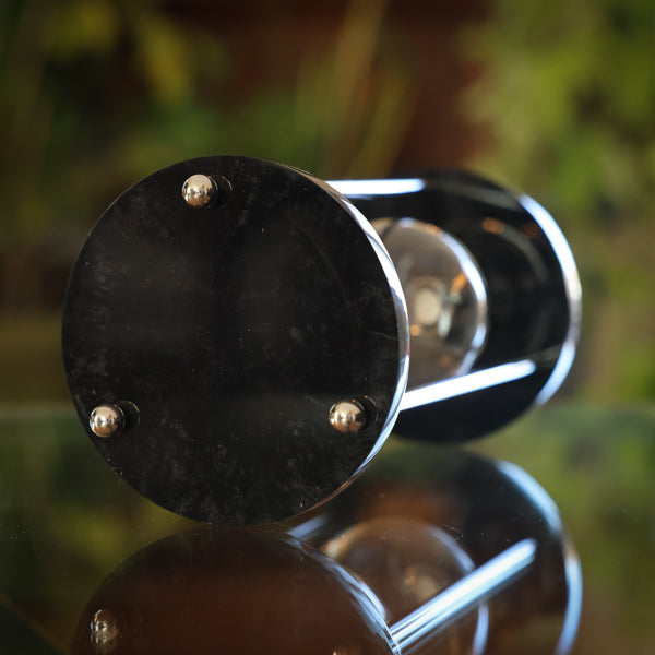 Black Acrylic and Chrome Hourglass Urn