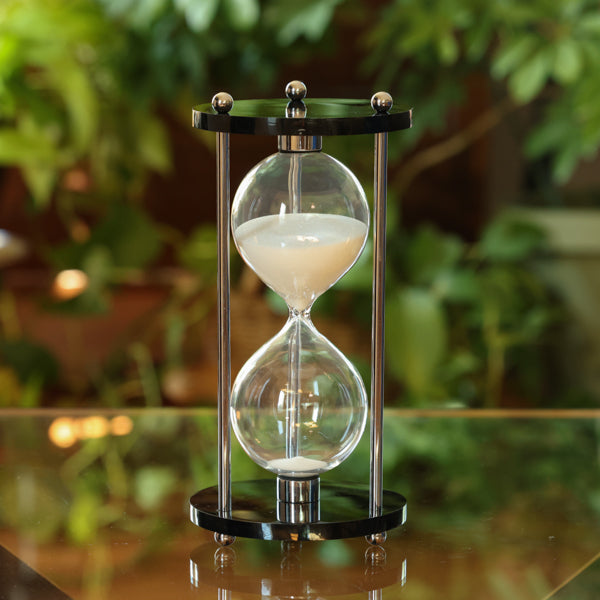Black Acrylic and Chrome 50 Minute Hourglass