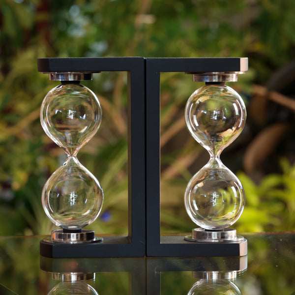 Modern Bookend Hourglass Set Fillable