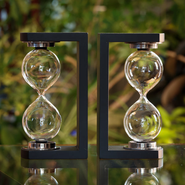 Modern Bookend Hourglass Set Fillable