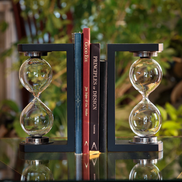 Modern Bookend Hourglass Set Fillable