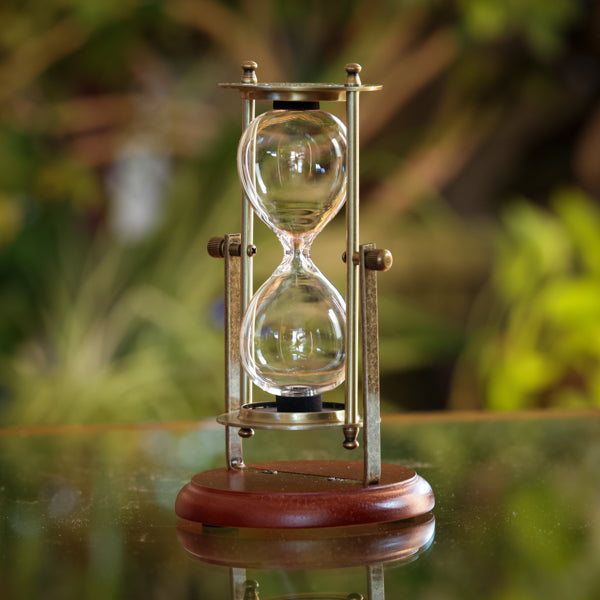 Kelvin &amp; Hughes Wood and Brass Rotating Hourglass Urn