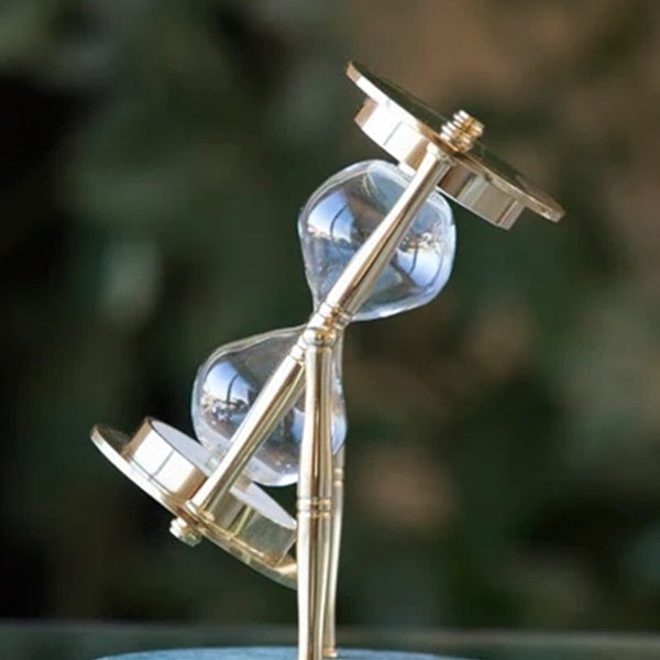 Green Marble and Brass Rotating Hourglass Urn