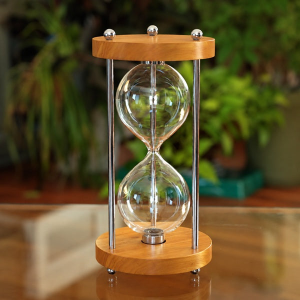 Solid Osage Urn Hourglass With Metal Spindles