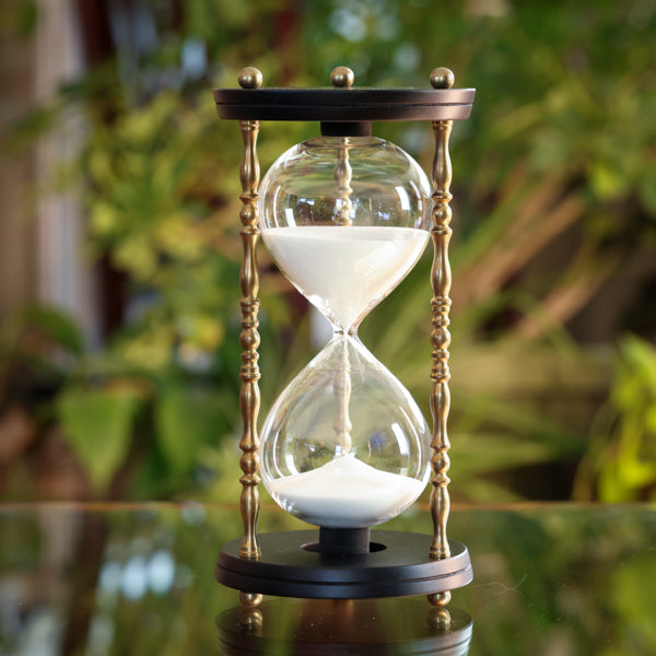 Black 50 Minute Hourglass with Brass Spindles