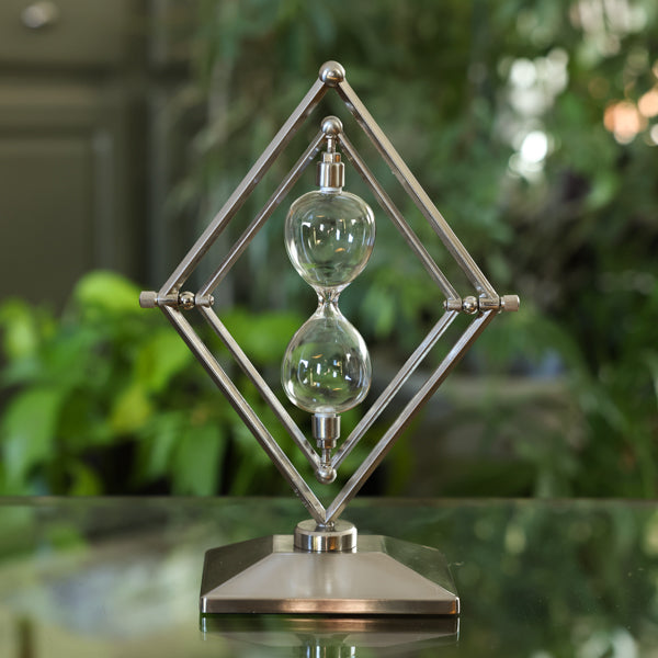 Silver Diamond Rotating Urn Hourglass