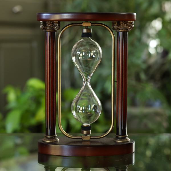 Rotating Mahogany Fillable Hourglass