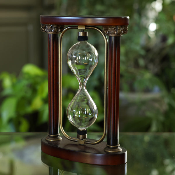 Rotating Mahogany Fillable Hourglass