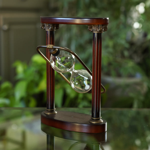 Rotating Mahogany Fillable Hourglass