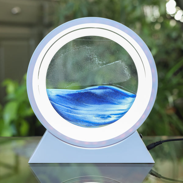 White Rotating LED Sand Art Table Lamp