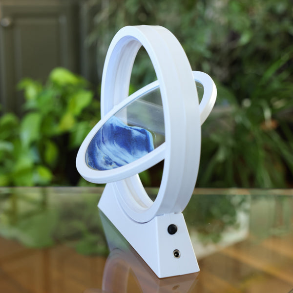 White Rotating LED Sand Art Table Lamp