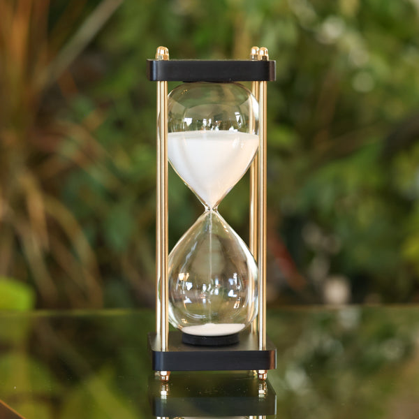 Black Wood Hourglass with Gold Spindles