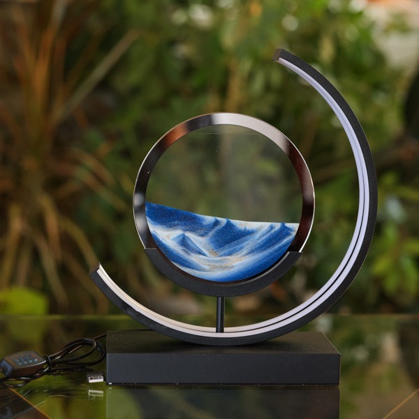 Black or White LED Half Circle Sand Art Table Lamp