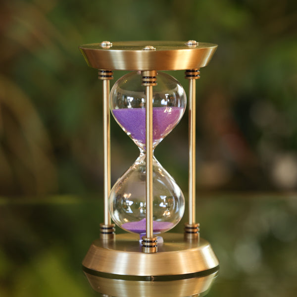 Antique Brass Metal Sand Timer Purple Sand