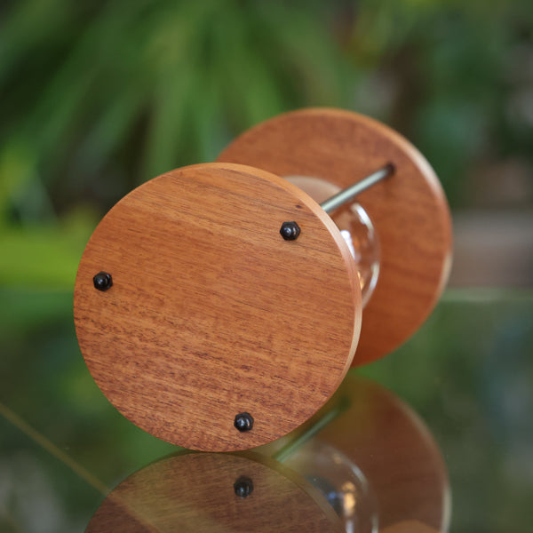 Solid Figured Mahogany Hourglass Kit With Black Metal Spindles