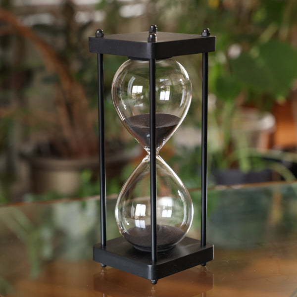 Square Black Hourglass with Black Spindles Black, White, Natural, or Gold Sand