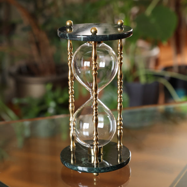Green Marble Hourglass Kit with Brass Spindles