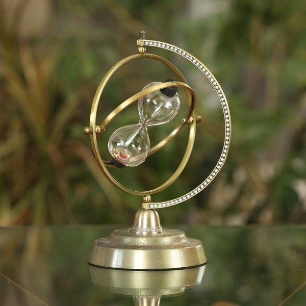 Bronzed and Stones Time Turner Urn Rotating Hourglass