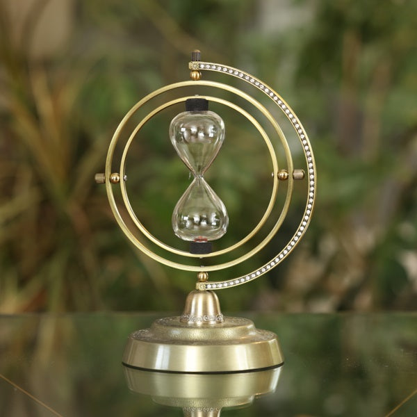 Bronzed and Stones Time Turner Urn Rotating Hourglass