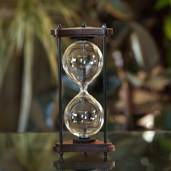 Triangle Square Hourglass Urn with Black Metal Spindles